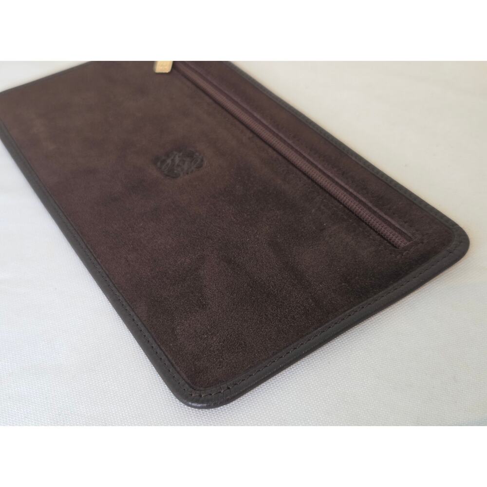 Loewe Brown Suede Anagram Zip Pouch Clutch Leather Auth Spain Lightweight Soft - Picture 8 of 12
